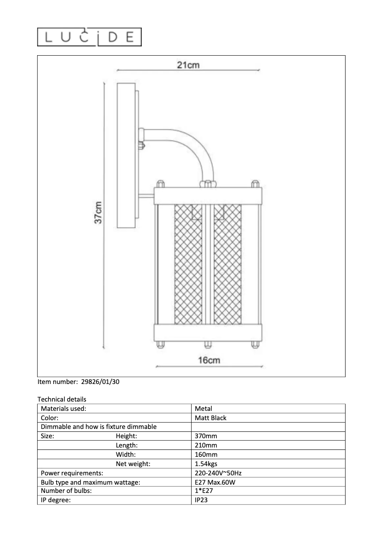 Page 1 de la notice Manuel utilisateur Lucide Makkum