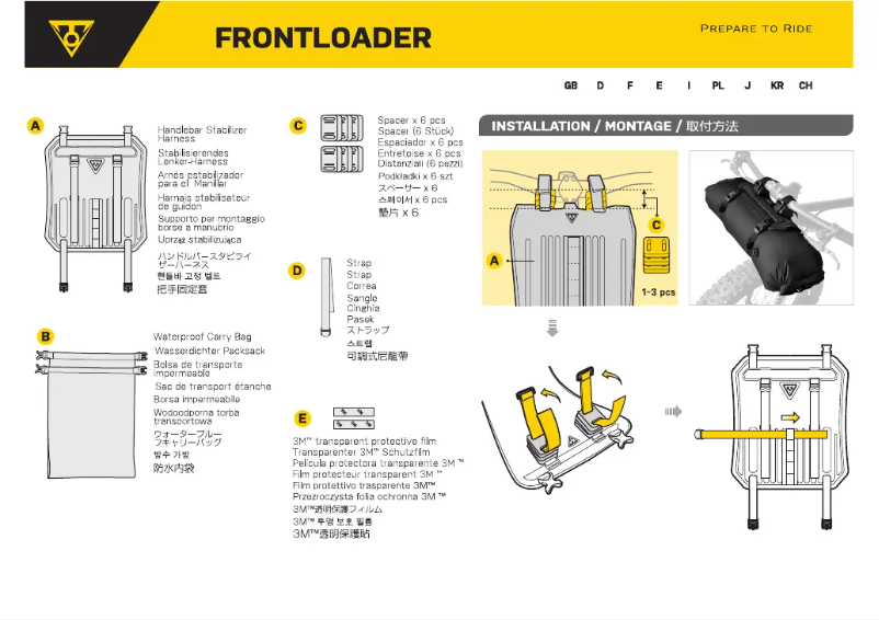 Page 1 de la notice Manuel utilisateur Topeak FRONTLOADER