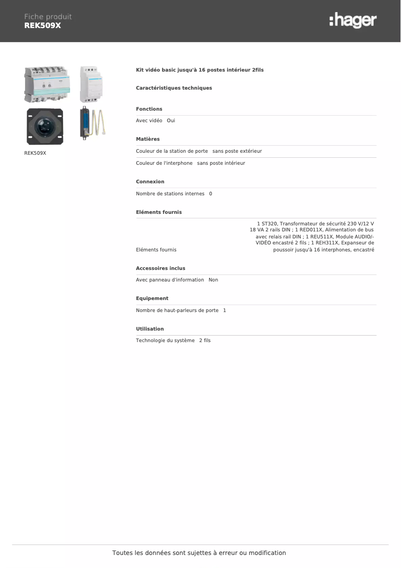 Image de la première page du manuel de l'appareil REK509X