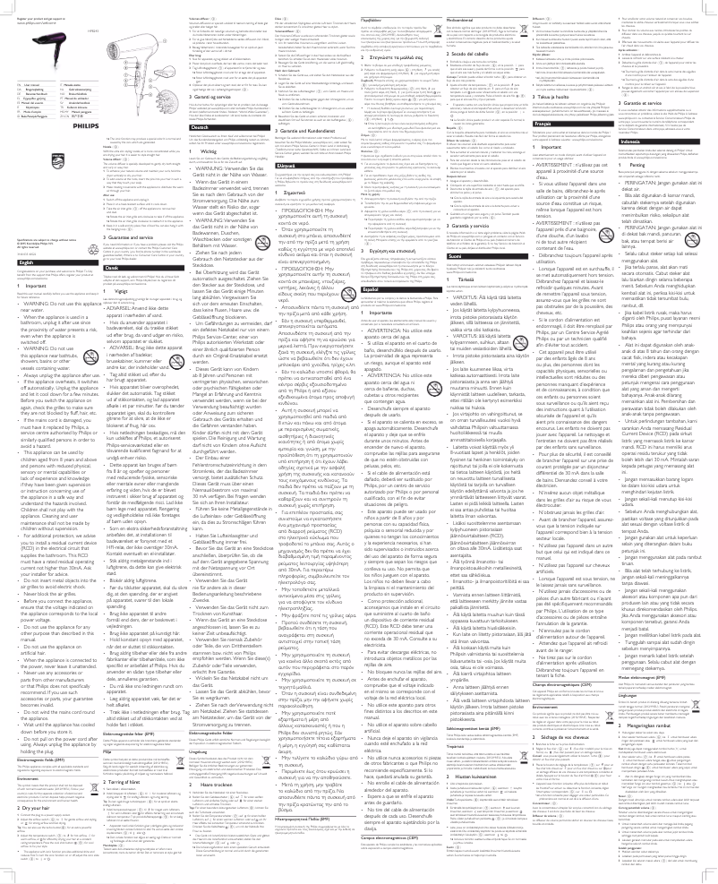 Page 1 de la notice Manuel utilisateur Philips KeraShine HP8243