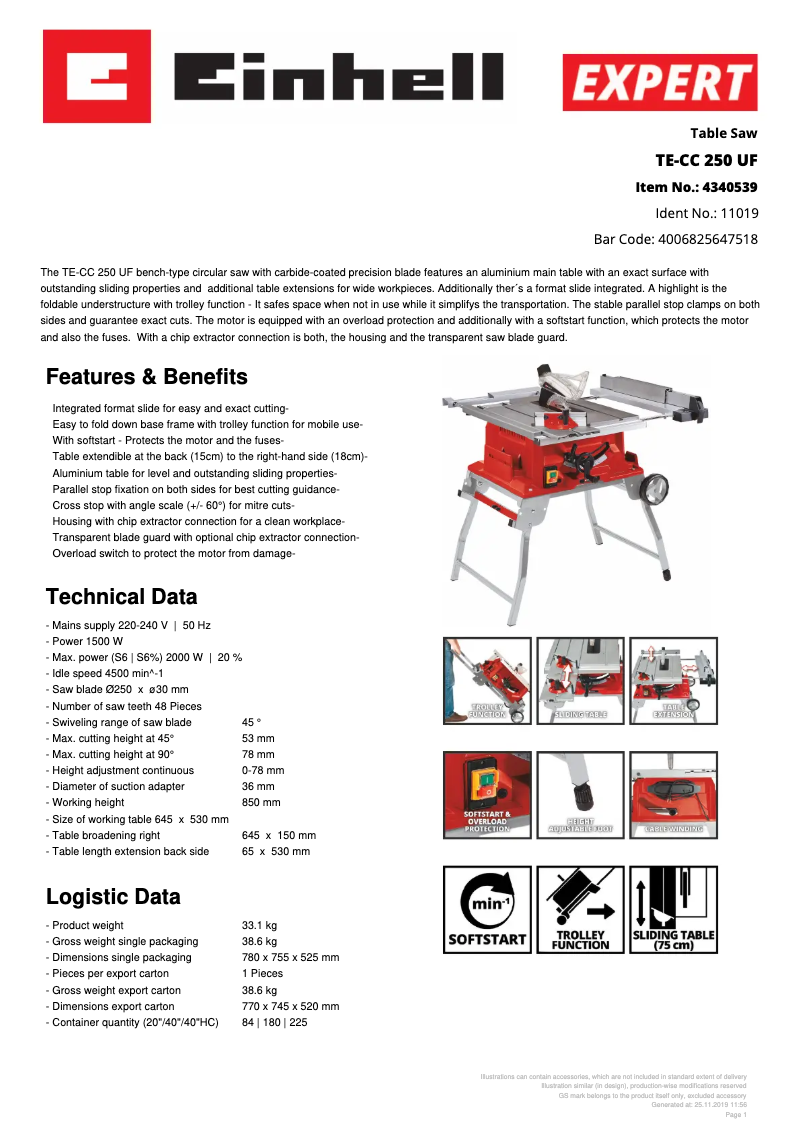 Image de la première page du manuel de l'appareil TE-CC 250 UF