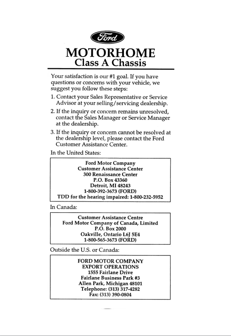 Página 1 del manual Manual de usuario Ford F-53 Motorhome Chassis (1996)