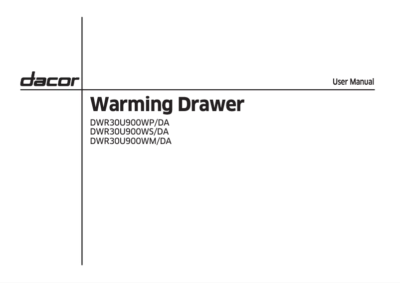 Page n°1 - Manuel utilisateur Dacor DWR30U900WP/DA