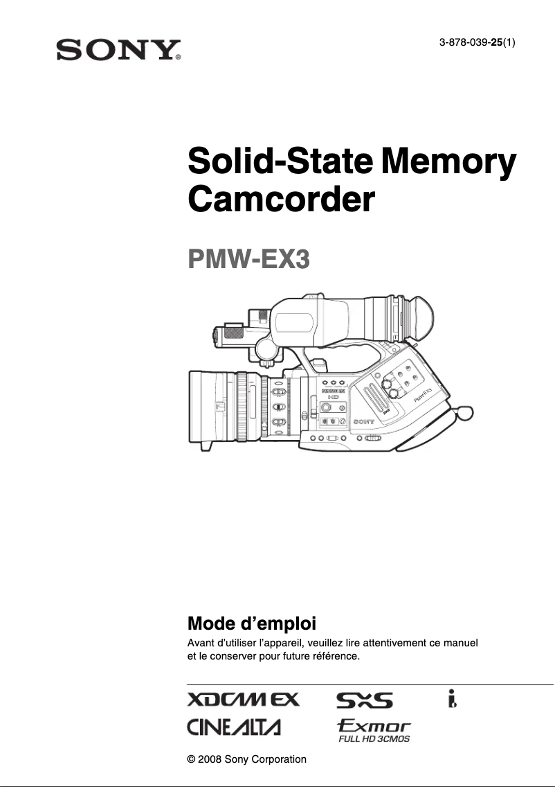 Image de la première page du manuel de l'appareil PMW-EX3