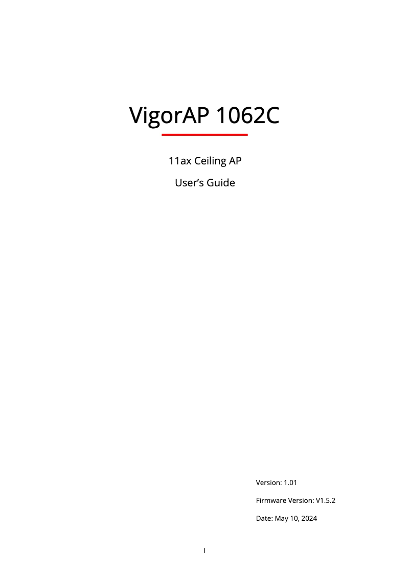 Page n°1 - Manuel utilisateur Draytek VigorAP 1062C
