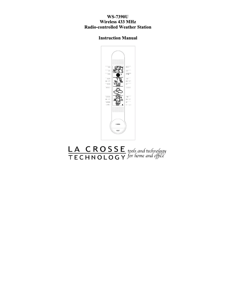 Page n°1 - Manuel utilisateur La Crosse Technology WS-7390U