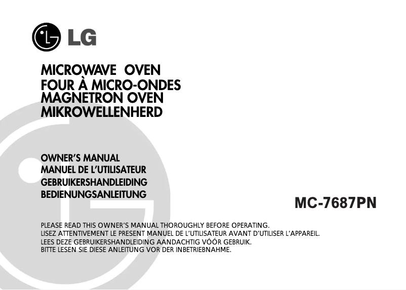 Page n°1 - Manuel utilisateur LG MC-7687PN