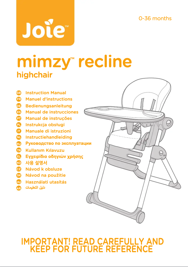 Page 1 de la notice Manuel utilisateur Joie Mimzy Recline