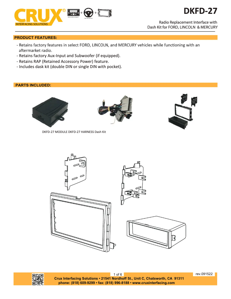 Page 1 de la notice Manuel utilisateur CRUX DKFD-27