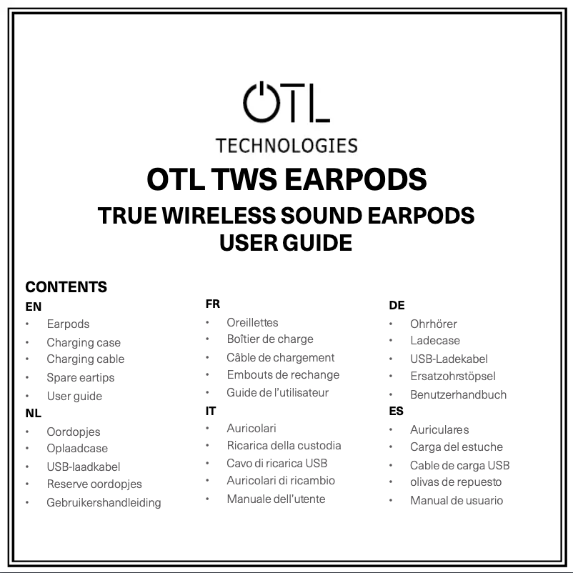 Page 1 de la notice Manuel utilisateur OTL Technologies Zelda