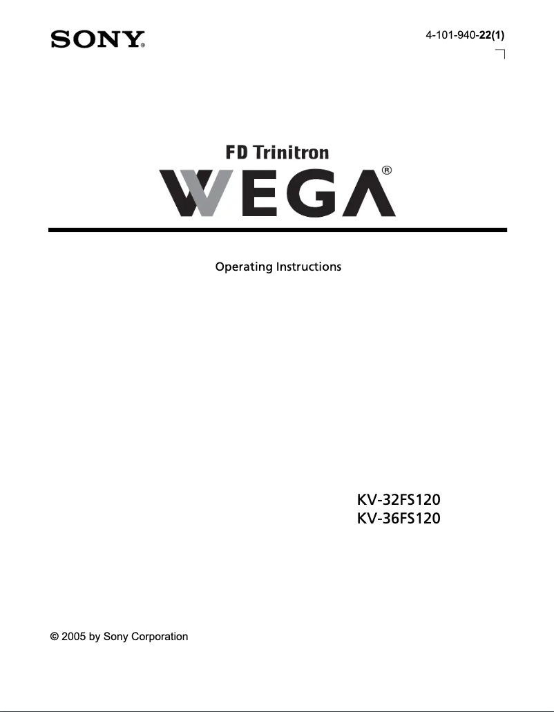 Page n°1 - Manuel utilisateur Sony KV-32FS120