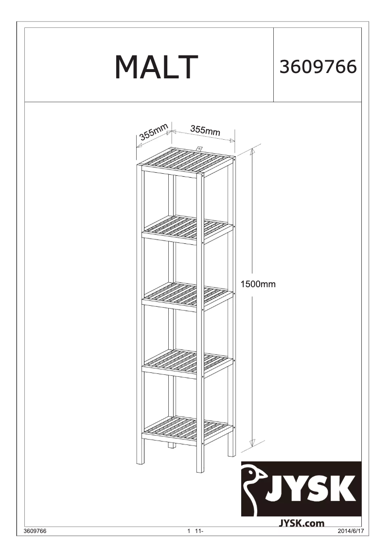 Page 1 de la notice Manuel utilisateur JYSK Malt (36x150x36)
