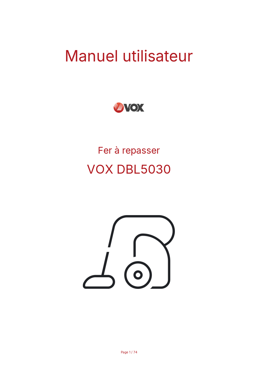 Page n°1 - Manuel utilisateur VOX DBL5030