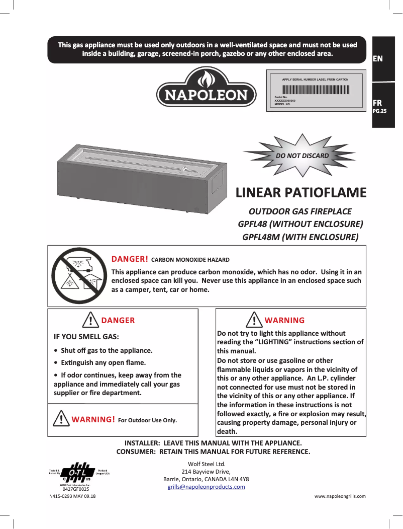 Image de la première page du manuel de l'appareil GPFL48MHP