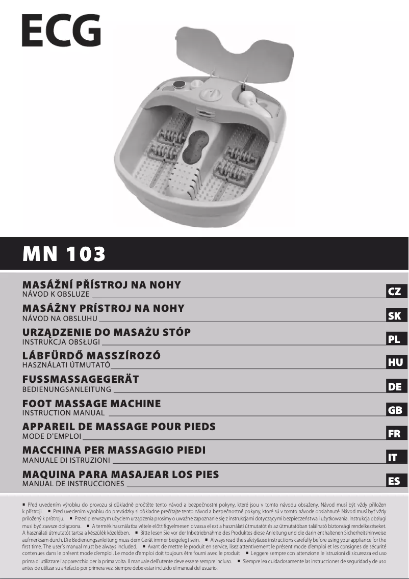 Imagen de la primera página del manual del dispositivo MN 103