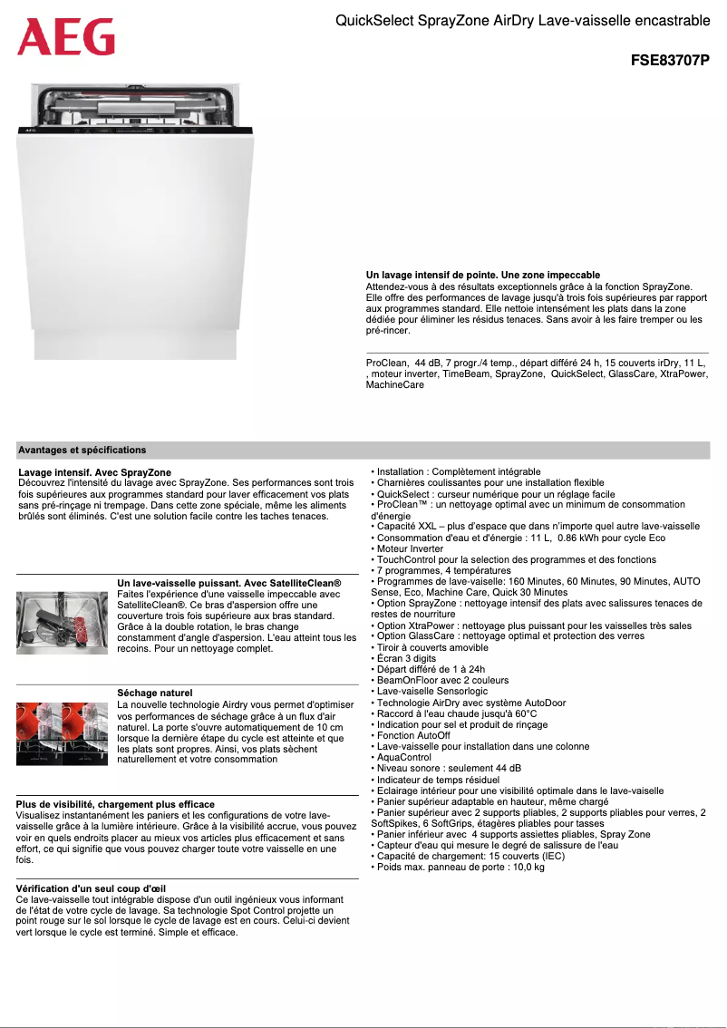 Image de la première page du manuel de l'appareil FSE83707P