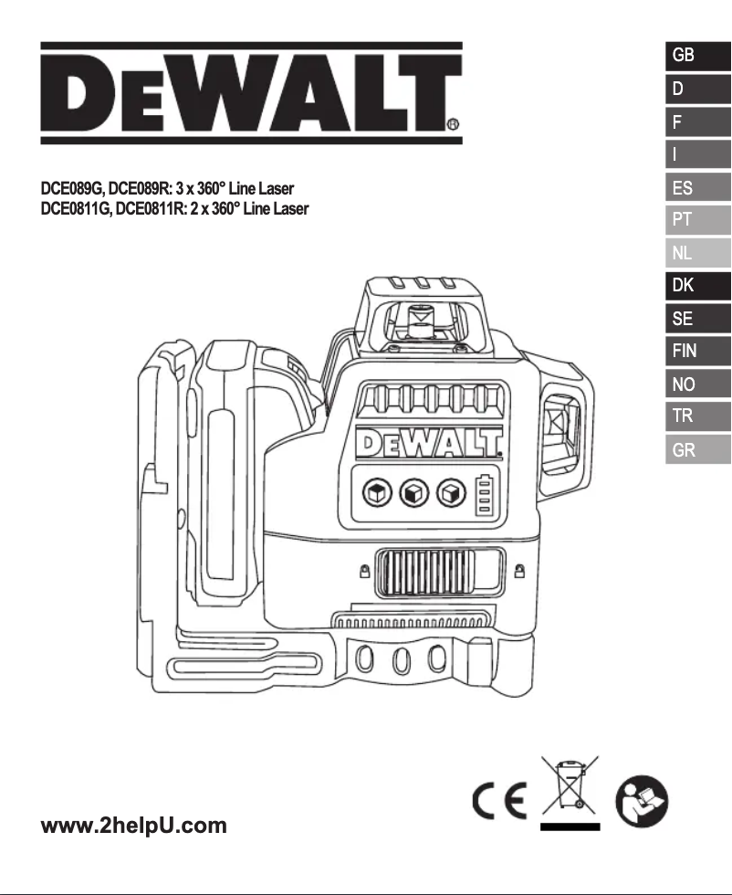 Page 1 de la notice Manuel utilisateur DeWalt DCE0811G
