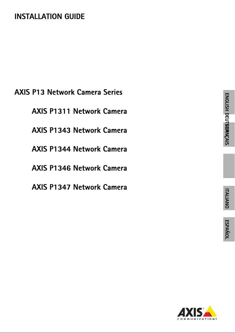 Page 1 de la notice Manuel utilisateur Axis P1311