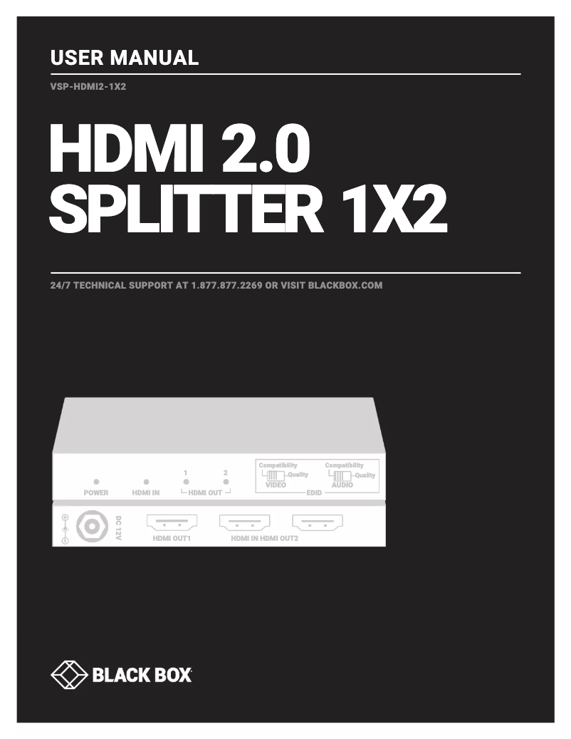 Page n°1 - Manuel utilisateur Black Box VSP-HDMI2-1X2
