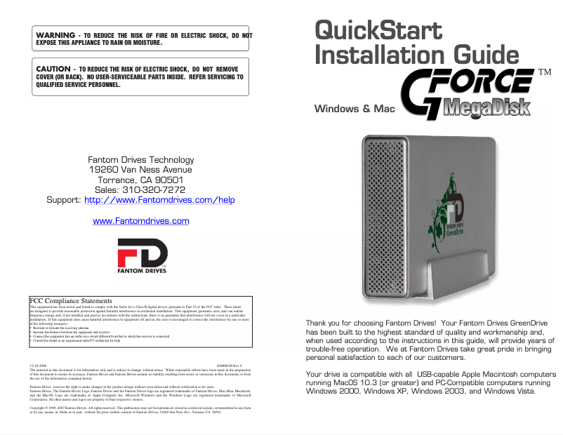 Image de la première page du manuel de l'appareil Fantom GreenDrive