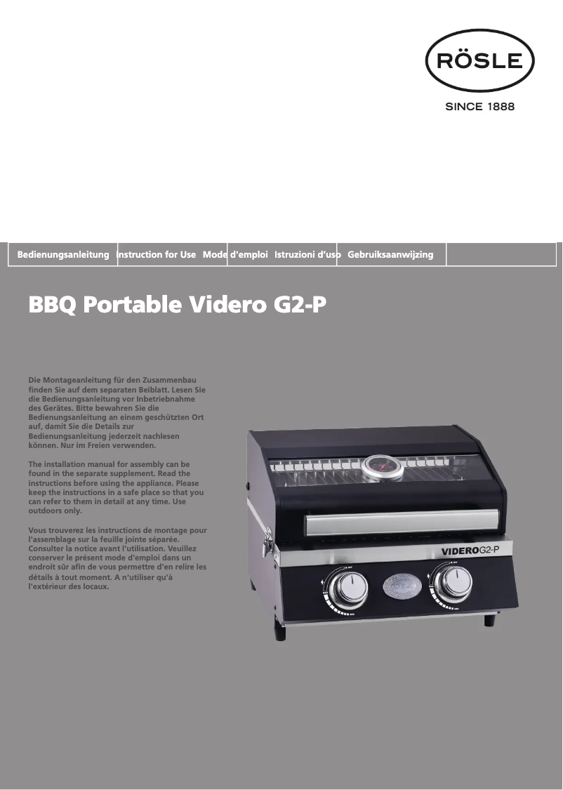 Page 1 de la notice Manuel utilisateur Roesle VIDERO G2-P