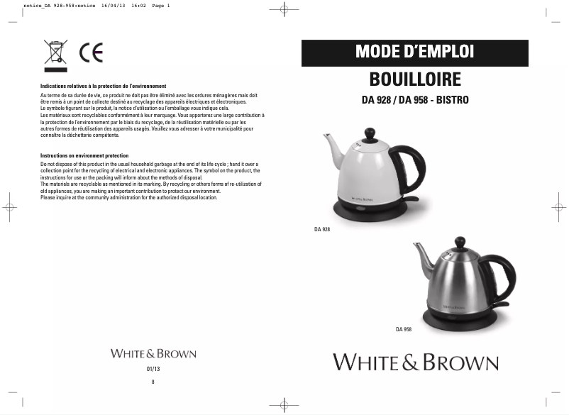 Page n°1 - Manuel utilisateur White And Brown DA 958
