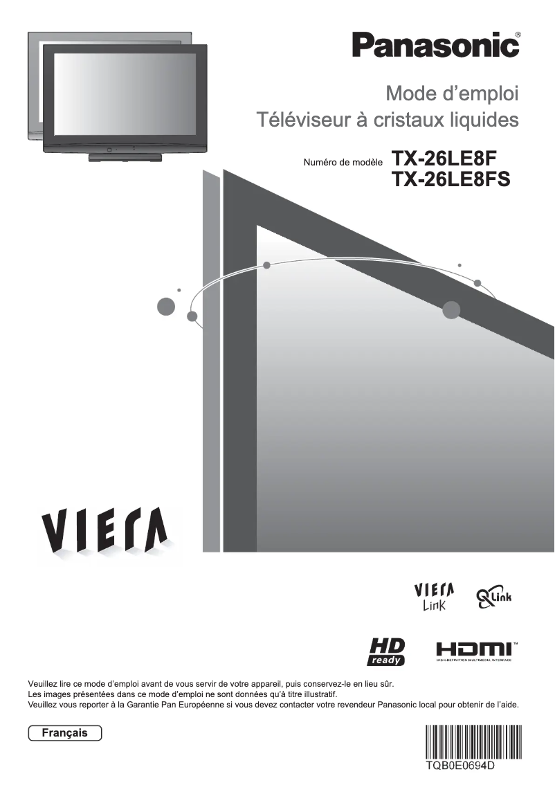 Image de la première page du manuel de l'appareil Viera TX-26LE8FS