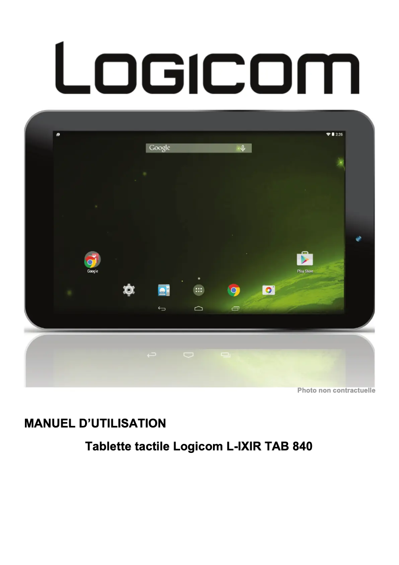 Page n°1 - Manuel utilisateur Logicom L-Ixir Tab 840