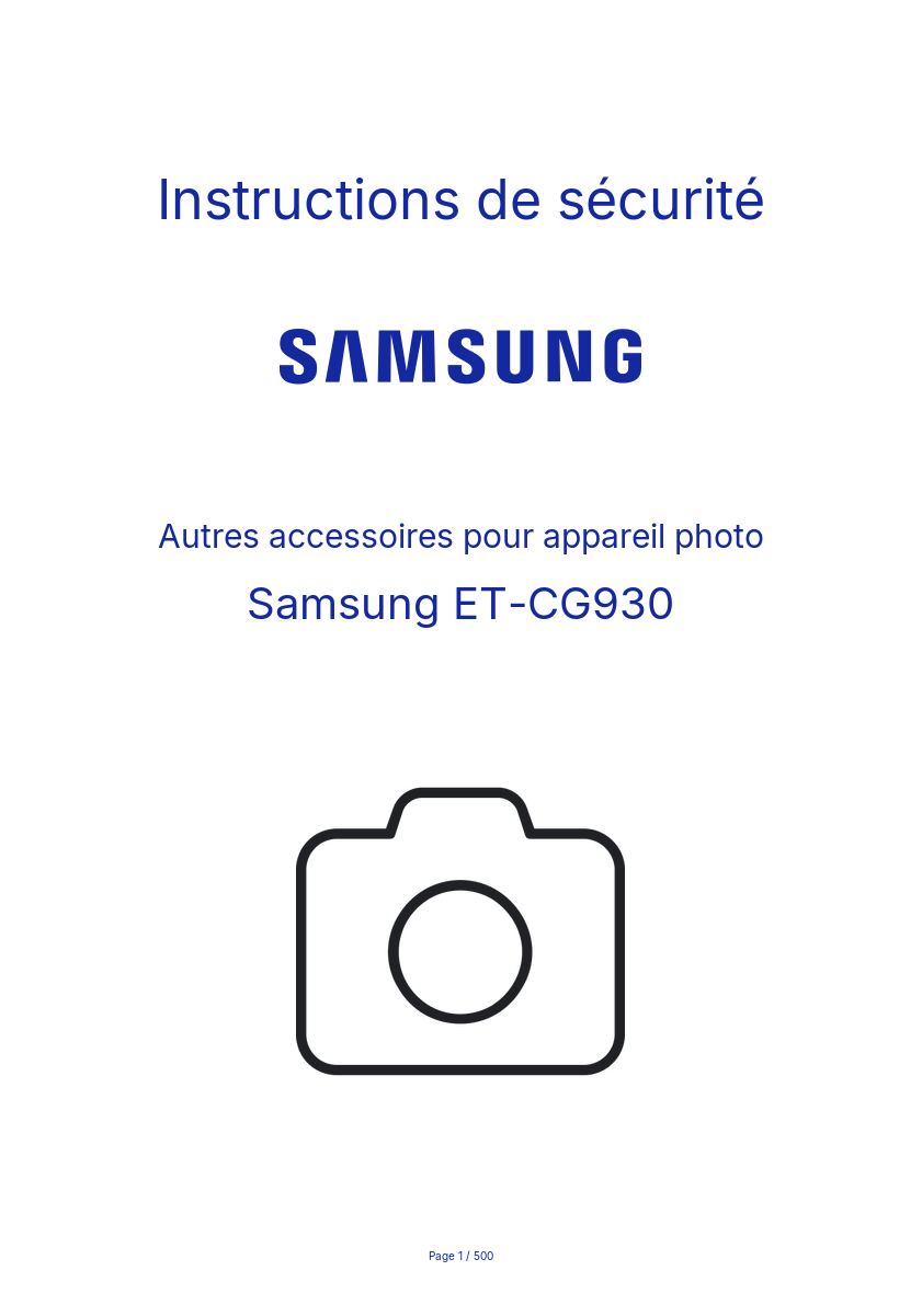 Page n°1 - Instructions de sécurité Samsung ET-CG930