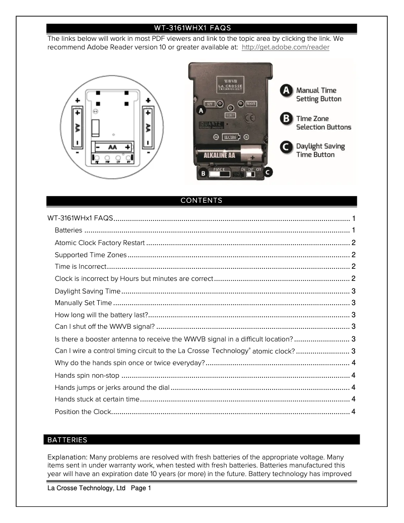 Page n°1 - FAQ La Crosse Technology WT-3161WHX1
