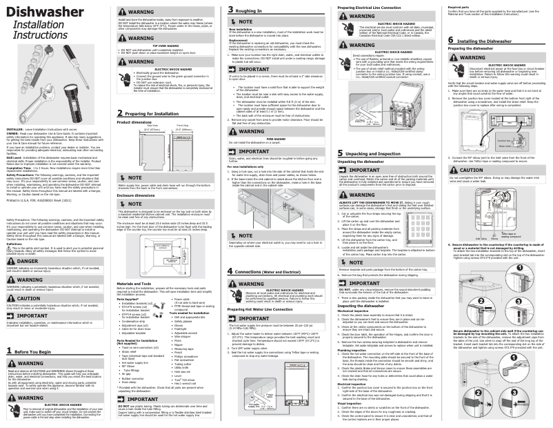 Page n°1 - Guide d'installation Frigidaire FFBD2420UB