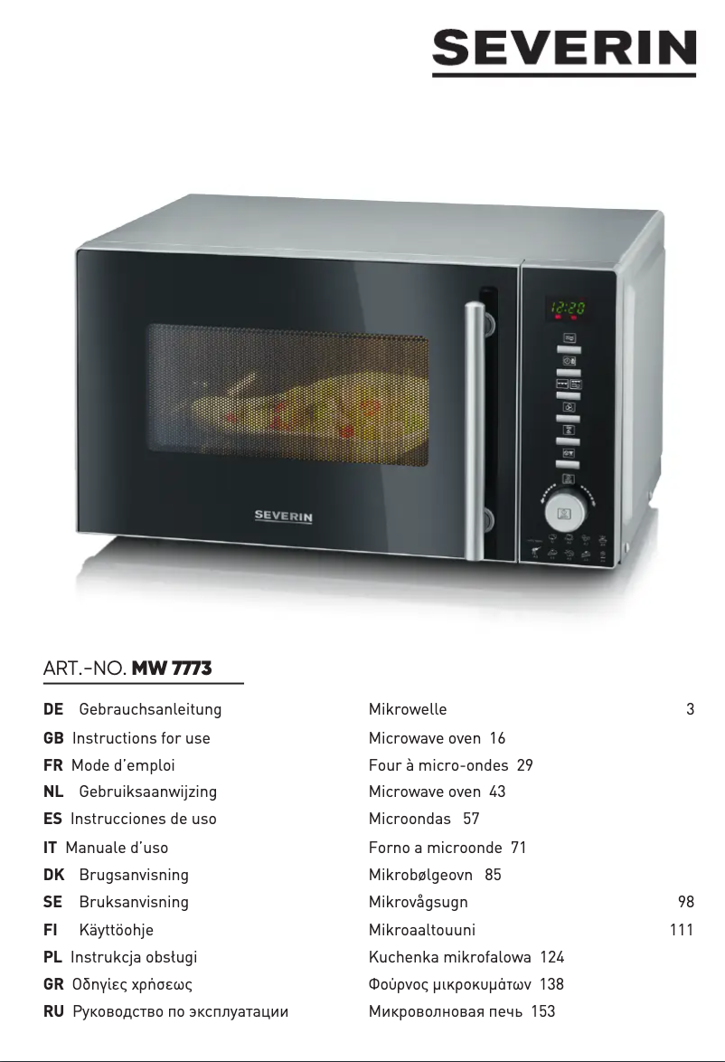 Page 1 de la notice Manuel utilisateur Severin MW 7773