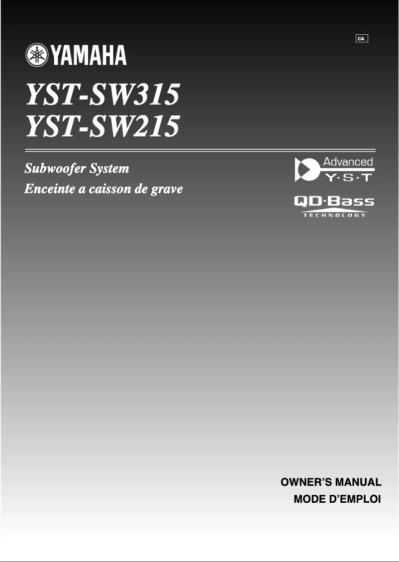Page n°1 - Manuel utilisateur Yamaha YST-SW215