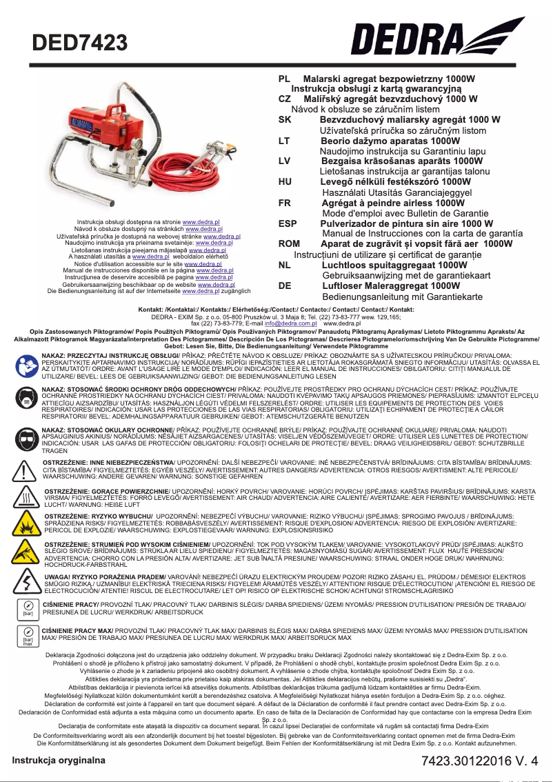 Page 1 de la notice Manuel utilisateur DEDRA DED7423