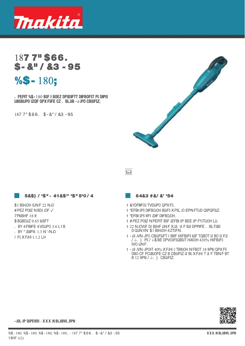 Page 1 de la notice Fiche technique Makita DCL180Z