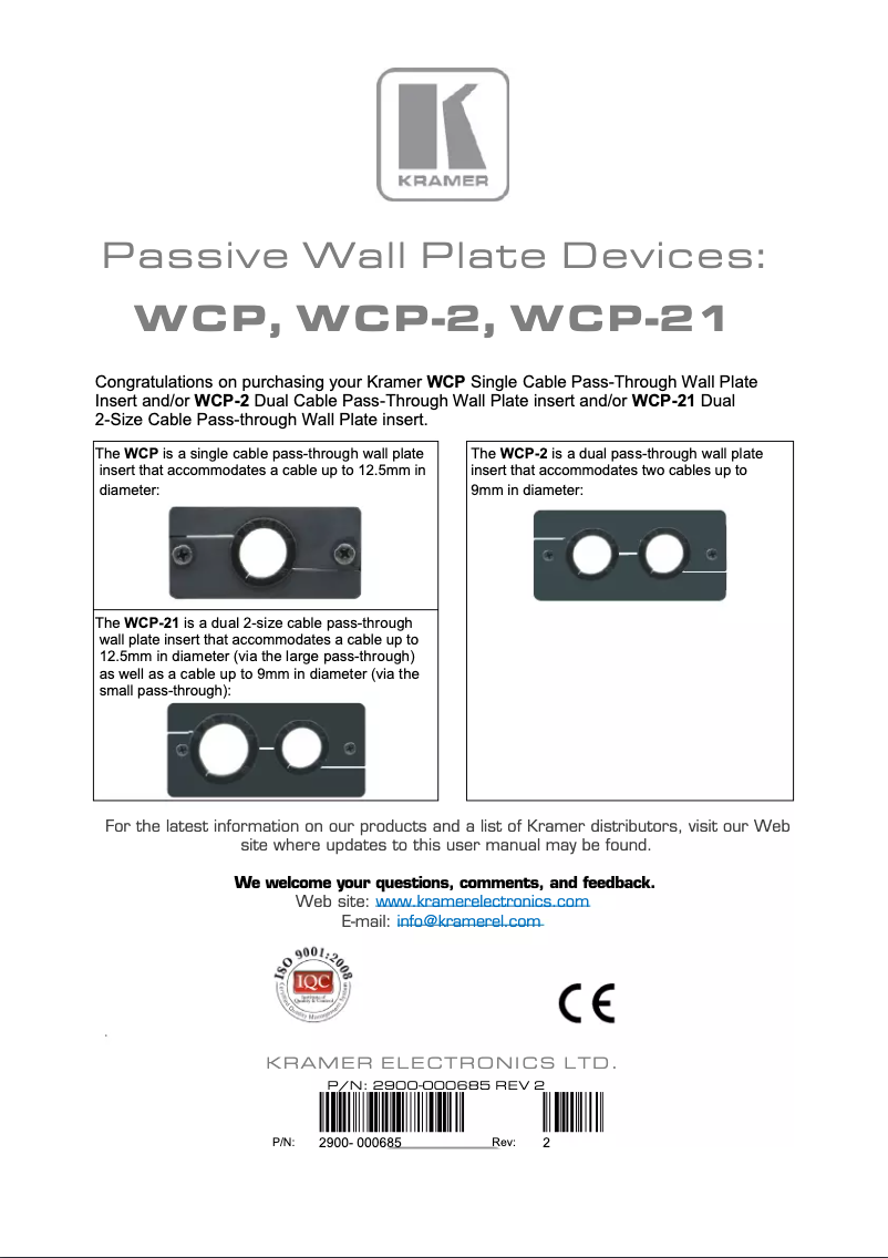 Imagen de la primera página del manual del dispositivo WCP-2