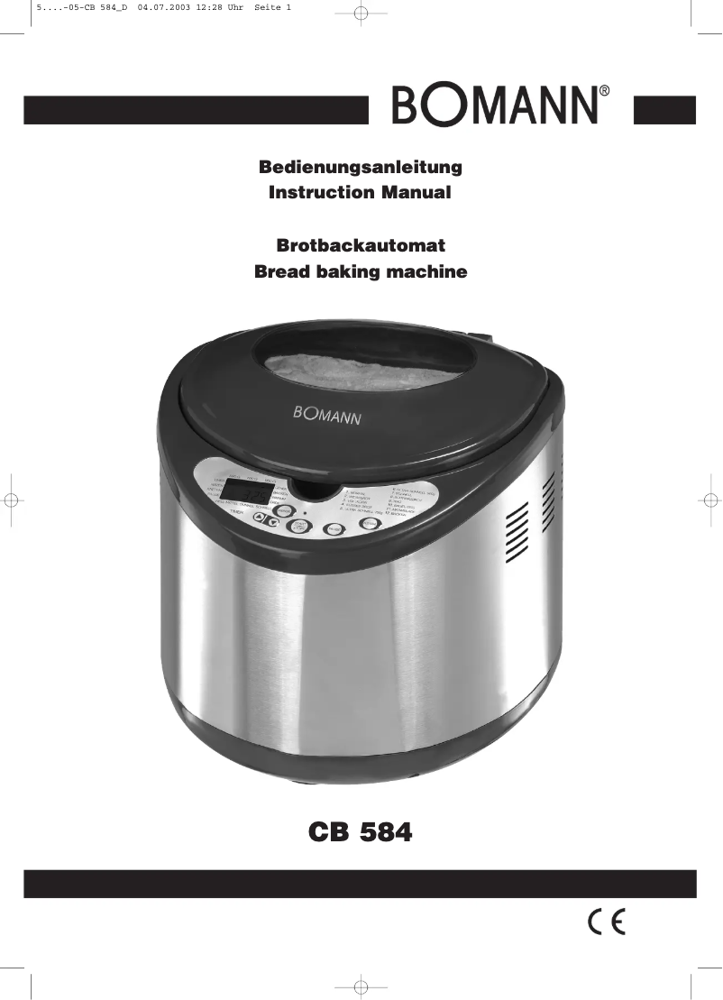 Page 1 de la notice Manuel utilisateur Bomann CB 584