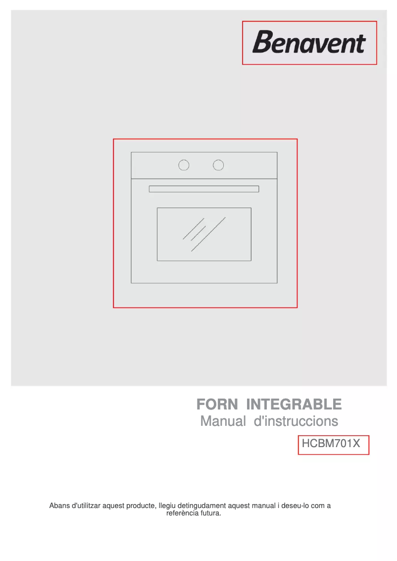 Page 1 de la notice Manuel utilisateur Benavent HCBM701X