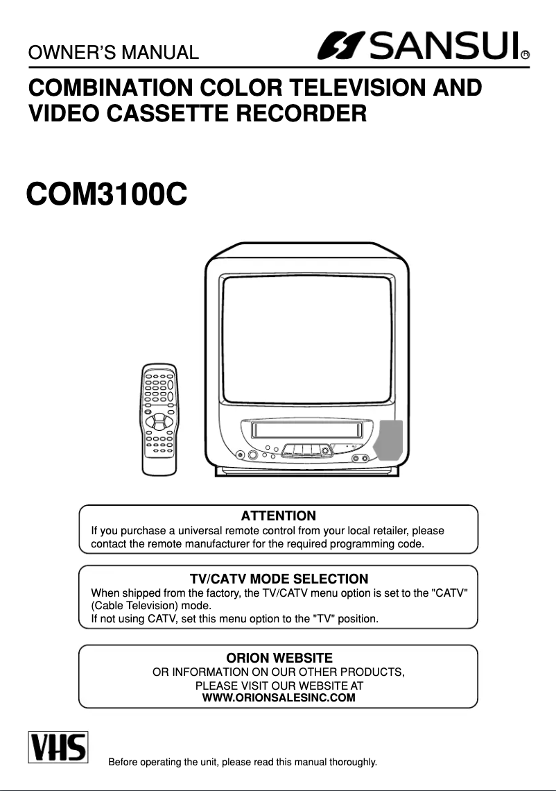 Image de la première page du manuel de l'appareil COM3100C