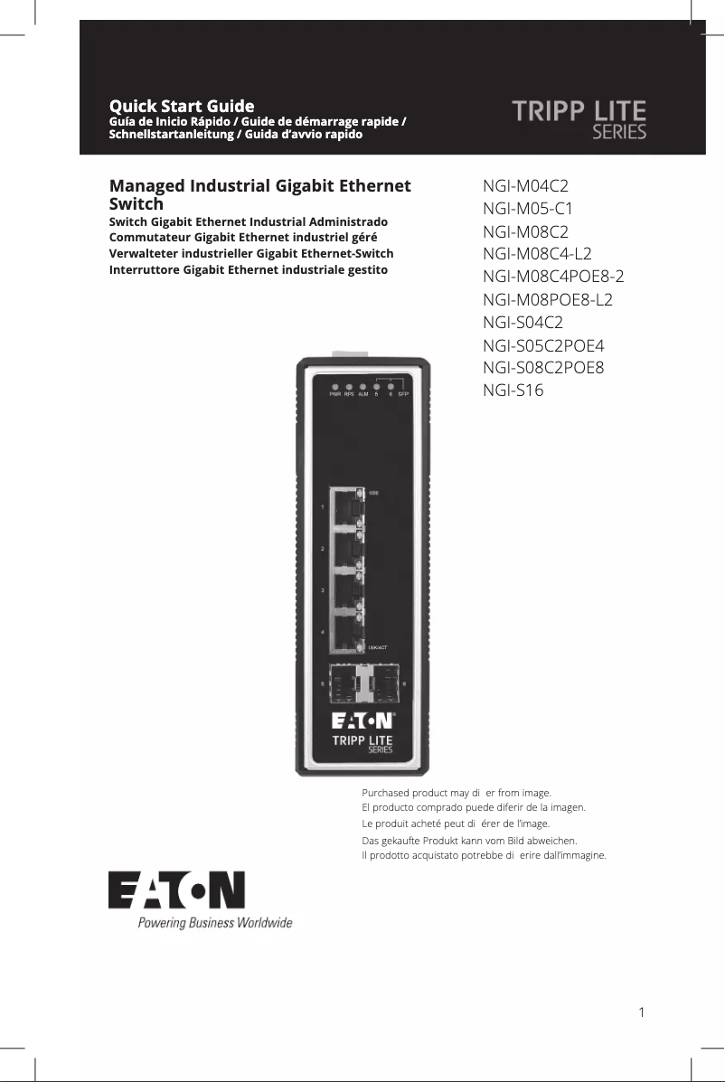 Page n°1 - Manuel utilisateur Tripp Lite NGI-S08C2POE8