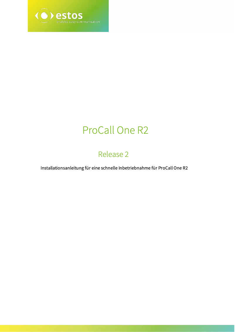 Page n°1 - Manuel utilisateur Estos ProCall One R2 10U UPG