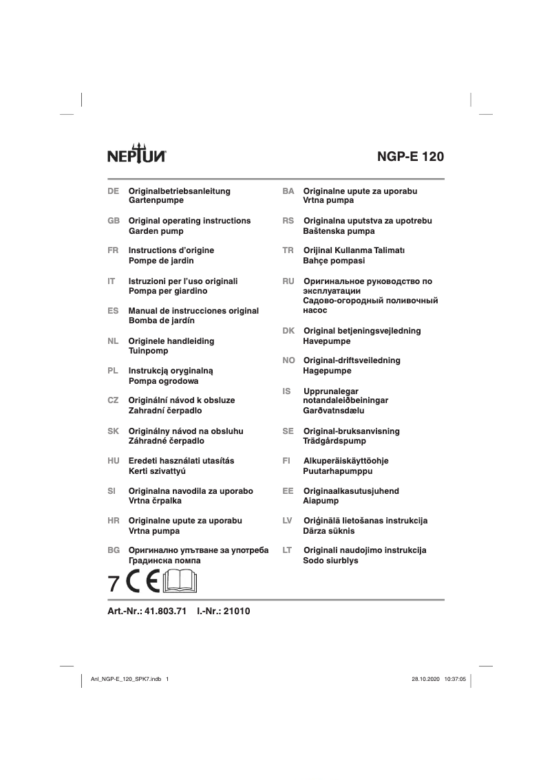 Page 1 de la notice Manuel utilisateur Neptun NGP-E 120
