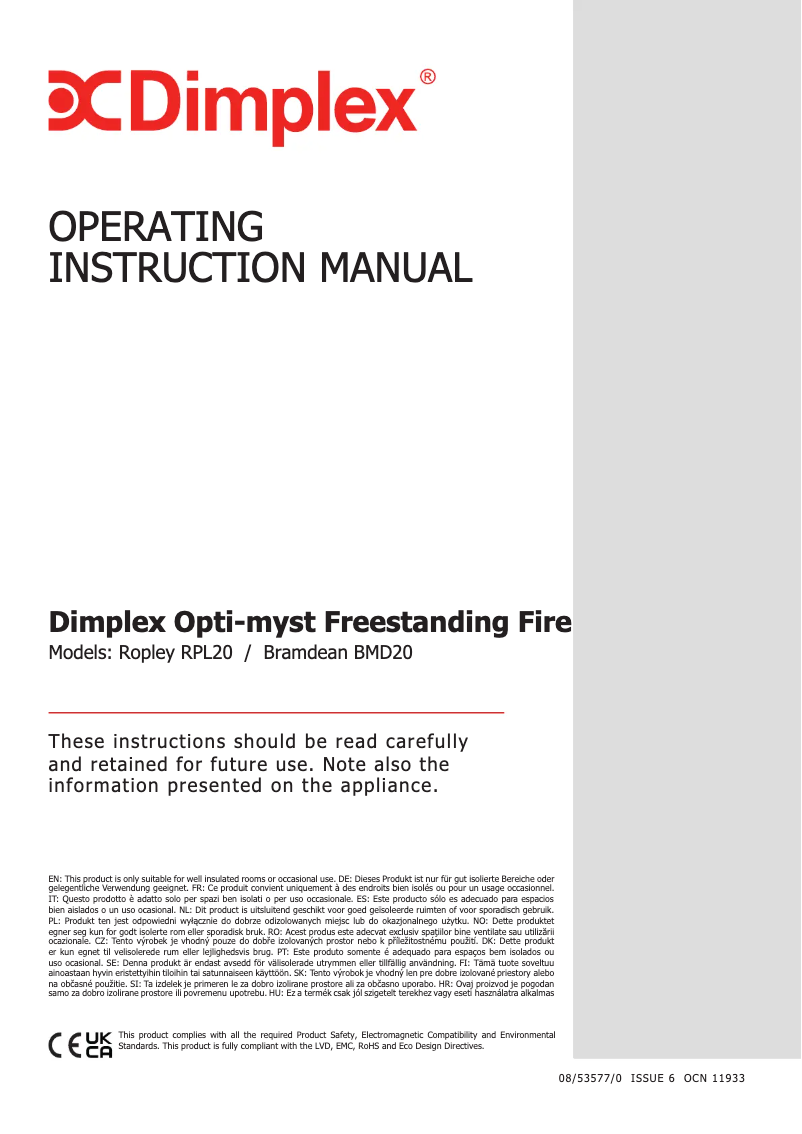 Page 1 de la notice Manuel utilisateur Dimplex RPL20