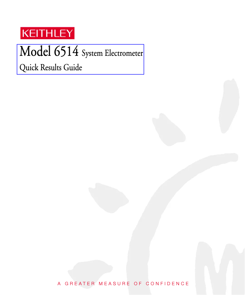Page 1 de la notice Manuel utilisateur Keithley 6514