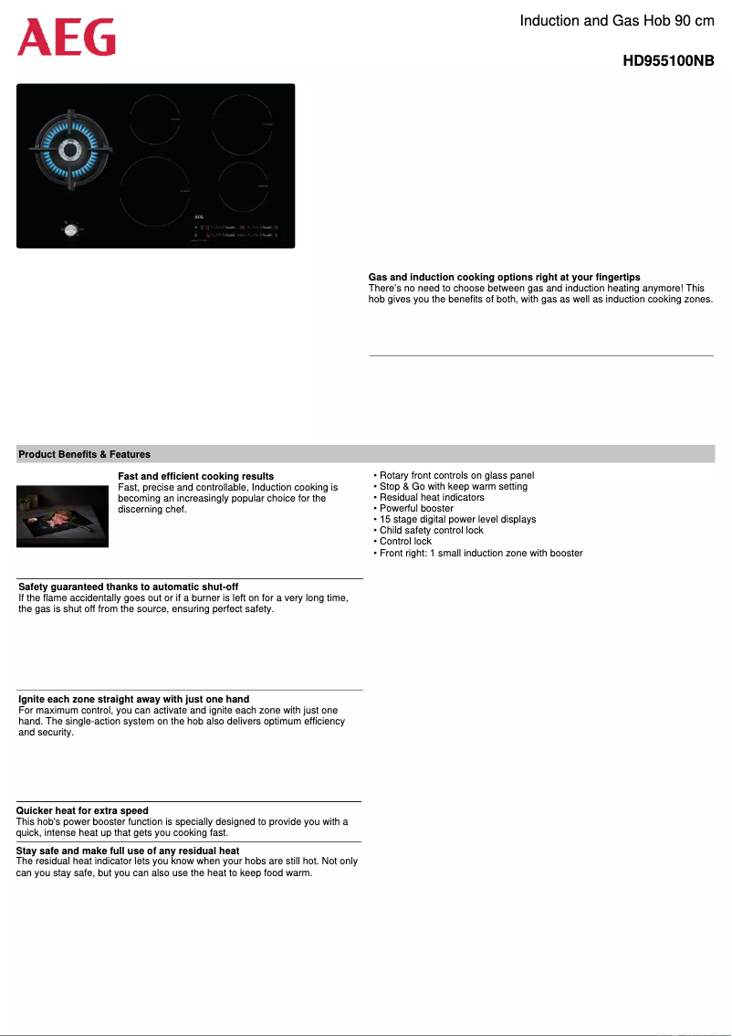 Page 1 de la notice Fiche technique AEG HD955100NB