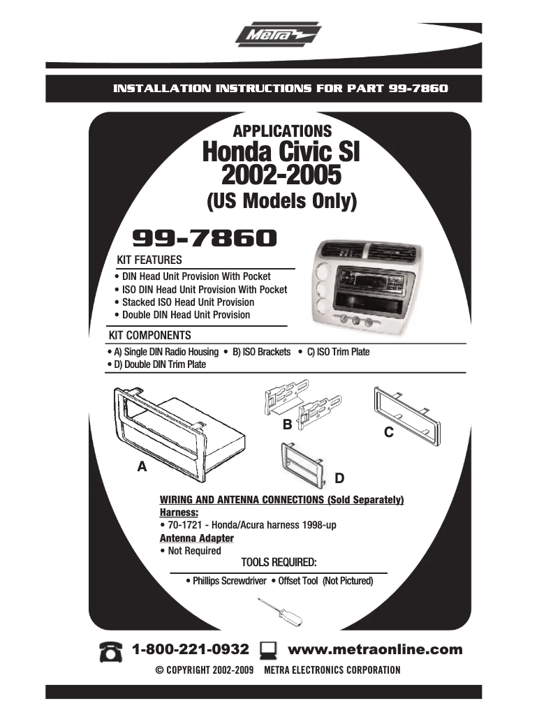Page n°1 - Manuel utilisateur Metra 99-7860