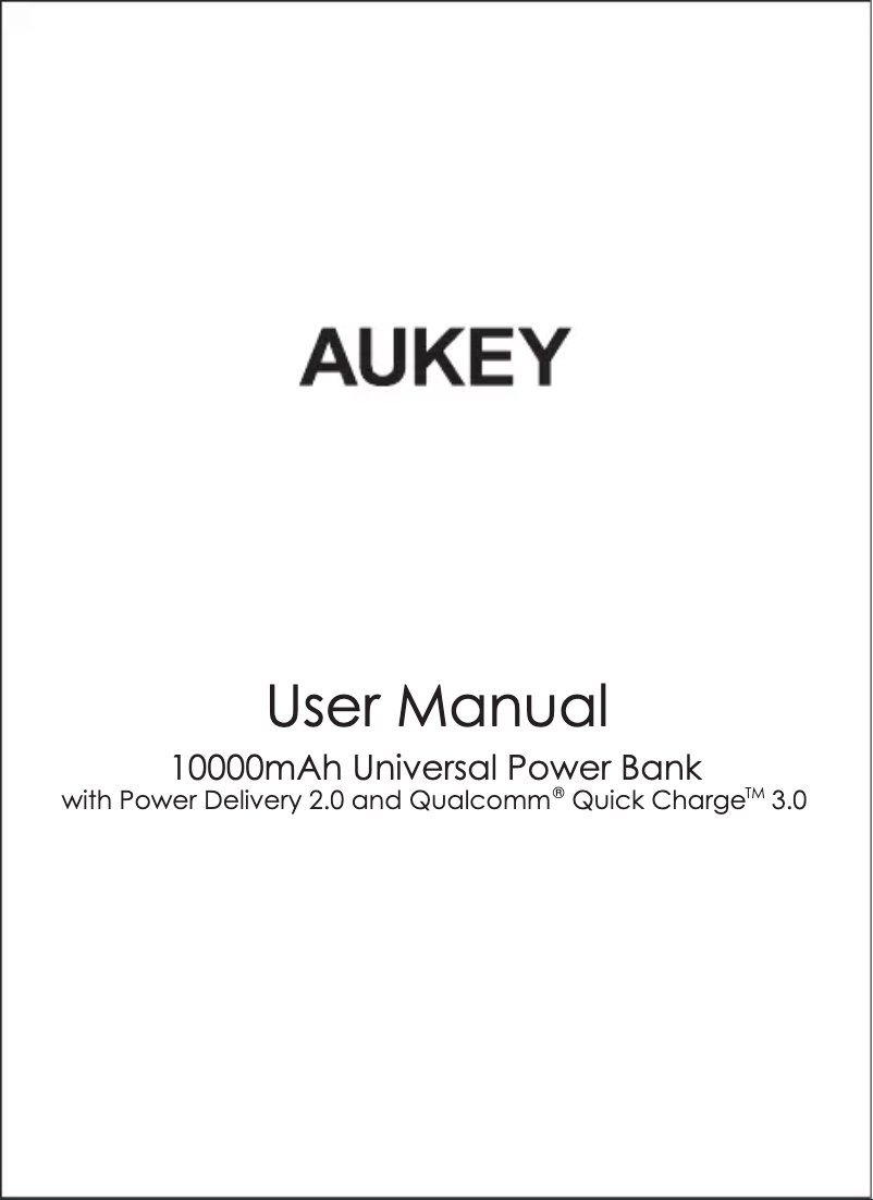 Page 1 de la notice Manuel utilisateur Aukey PB-N15