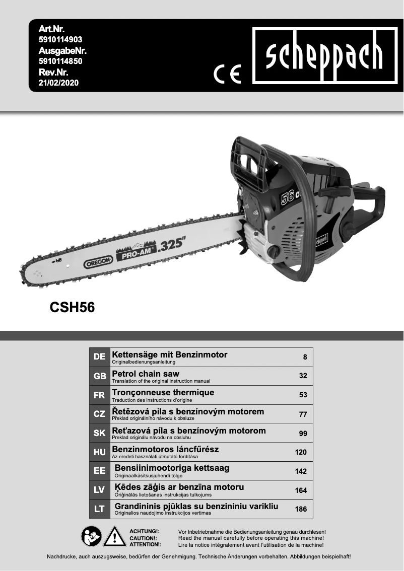 Image de la première page du manuel de l'appareil CSH56