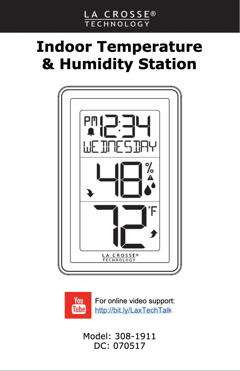 Page n°1 - Manuel utilisateur La Crosse Technology 308-1911