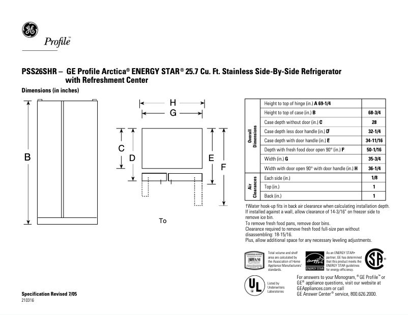 Imagen de la primera página del manual del dispositivo Profile PSS26SHRSS